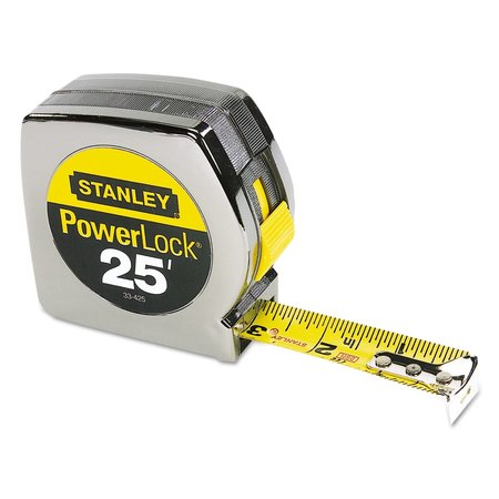 STANLEY Powerlock II Power Return Rule, 1" x 25ft, Chrome/Yellow 33-425